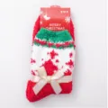 Thickened coral fleece Christmas socks for women with cute bow, warm winter floor socks. - One Size / Red Christmas Tree