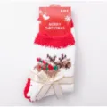 Christmas plush fleece socks for women, thick cozy winter floor socks with cute bow. - One Size / White Elk Antlers