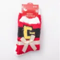 Christmas fuzzy socks for women thick coral fleece winter floor socks with cute bow. - One Size / Red Waistband