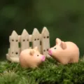Miniatur Harz Schwein Figur Set für Mikro Landschaft DIY Sukkulenten Gartenarbeit rosa. - Schwein Set