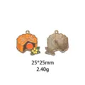 Gedetailleerd overzicht van maanecake geëmailleerde legering hanger, voor- en achterkant 25x25mm. - Zwart Raster Roos