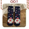 Women cotton Christmas socks mid-tube dark blue 3D Santa Claus pattern winter cozy hosiery - One Size / Straight Board Socks in Navy with Apple and Santa Claus