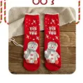 Red Christmas socks for women, mid-tube cotton knit socks with cute 3D snowman and snowflake design. - One Size / Straight Board Socks in Red with Snowman