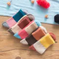 Damen dicke warme Wollsocken Winter Farblock Strick Crew Socken bequeme Freizeitsocken - Einheitsgröße / Socken mit hohem Rippbündchen