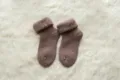Cozy thick warm winter wool socks in coffee brown, fluffy snow socks for women comfort. - One Size / Brick Red