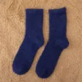 Dark blue women coral fleece floor socks plush fuzzy winter warm slipper socks daily use - Size 37-43 / Navy Blue