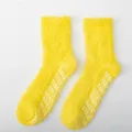 Yellow fuzzy home socks for women, plush winter warm non-slip floor socks with gripper soles. - Women's Non-slip Solid Color Golden Yellow