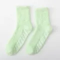 Mint green fuzzy socks for women, soft plush home socks with anti-slip grips, cozy winter wear. - Women's Non-slip Solid Color Fruit Green