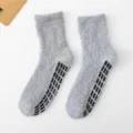 Fluffy Plush Non-Slip Slipper Socks Grey Winter Cozy Thermal Gripper Floor Socks Variant - Men's Non-slip Solid Light Grey