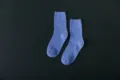 Damen Baumwoll Rippen Socken in Blau, bequeme atmungsaktive Strick Strümpfe für Alltag. - Einheitsgröße / Hellblau