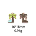 Emaille palmboom bedel detail, legering DIY sieraden accessoire, 16x18mm, gewicht 0.94g. - #39 Patroon