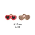 Schattige hartvormige zonnebril emaille legering bedel DIY sieraden hanger 9x17mm - Zonnebril Stijl (#2)