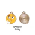 Gedetailleerd overzicht van de metalen denkende emoji bedel met voor- en achterkant. - Stijl 3
