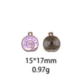 Gedetailleerd weergave paarse emaille schelp bedel, legering hanger met zon ontwerp 15x17mm - Beige Polka Dot