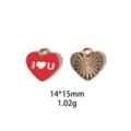 Rood geëmailleerd hart hanger DIY legering sieraden accessoire met uitsnede 14x15mm - Zwarte Polka Dot