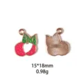 Pendentif litchi en émail et alliage accessoire bijoux DIY, vue recto verso, 15x18mm. - Style Litchi