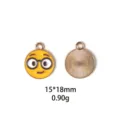 Vue détaillée du pendentif emoji nerd en alliage montrant le visage et le dos texturé. - Style 6