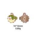 Détail pendentif émail alliage poisson-globe, charm vert 16x16mm pour fabrication bijoux DIY et porte-clés. - Poisson Globe