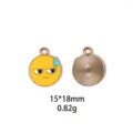Détail de pendentif en alliage emoji avec visage sans voix à l'avant et dos strié, 15x18mm - Style 8