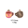 Pendentif breloque tasse de café cœur émail alliage 17x17mm accessoire bijoux DIY - Ballon Maison Up