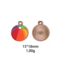 Vue détaillée du pendentif en métal et émail ballon de plage pour bijoux et porte-clés. - Style Volleyball (#10)