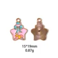Détail de pendentif étoile en alliage avec joli nœud émail et texture métallique. - Étoile Rose Bleue