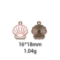 Schelp emaille hanger voor DIY sieraden maken, 16x18mm legering accessoire detailweergave. - Bloem & Streep