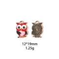 Hibou émail pendentif alliage charme coeur mignon DIY bijoux accessoires porte-clés 12x19mm - Camion Bleu