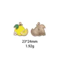 Citroen Emaille Hanger Legering DIY Sieraden Accessoires Sleutelhanger Detail 23x24mm - Rood Gouden Bloem