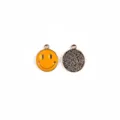 Alloy gele smiley gezicht DIY bedel hanger schattige geëmailleerde sieraden accessoires. - Geel lachend gezicht / Geel