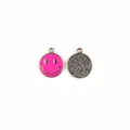 Roze smiley gezicht legering hanger DIY accessoire voor sleutelhanger sieraden details - Pruimrood