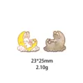 Schattig Konijn Maan Emaille Legering Hanger DIY Sieraden Sleutelhanger Tas 23x25mm - Dubbele Hangerschijf