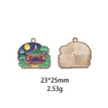Prachtige Chinese stijl maan paviljoen geëmailleerde legering hanger DIY sieraden accessoire 23x25mm - Roze Eenhoorn