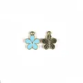 Schattige vijfbladige bloem legering emaille hanger charms voor diy sieraden maken. - Bloem / Blauw