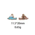 Detail view of the small blue and white enamel wave alloy charm, showing exquisite craftsmanship. - #1-Wave