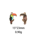 Détail de pendentif en alliage émaillé toucan, charm coloré goutte d'huile, taille 15x23mm. - #6-Toucan