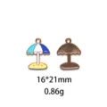 Charme parapluie de plage en métal émail pendentif en alliage pour bijoux DIY. - #21-Parasol de Plage (Bleu-Blanc)