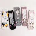 Cute cotton cat socks for women, fun animal pattern ankle socks, comfortable daily wear soft socks. - One Size / 7007 Cat Style