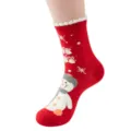 Rote Weihnachtssocken für Damen mittelhohe Winter warme Stricksocken Schneemann - Einheitsgröße / Gerade Socken in Rot mit Schneemann