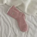 Gemütliche rosa verdickte thermische Wadenstrümpfe für Damen, weiche gerippte Wintersocken. - 35-38 / Rosa