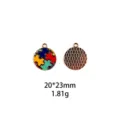Pendentif en métal de pièce de puzzle émaillé coloré accessoire bijoux DIY 20x23mm - #3 Style Puzzle Rond / Or
