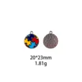 Breloques pendentifs puzzle en alliage, vue détaillée de la conception avant et arrière pour bijoux DIY. - #3 Style Puzzle Rond / Argent