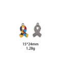 Pendentif ruban puzzle en alliage breloque de bijoux DIY accessoire émaillé porte-clés. - #5 Style Puzzle Ruban / Argent