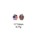 Gedetailleerd uitzicht van legering appelbedels met US vlag ontwerp, 11x14mm groot. - Dubbele Hangerschijf