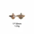 Pendentif abeille dorée alliage cristal émail accessoires fabrication bijoux 17x20mm - Pois Noirs