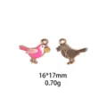 Charm pendentif oiseau rose émail mignon avec lettre 16x17mm accessoire de bijoux DIY - Thème Nautique