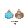 Détail de pendentif en alliage coquillage avec vue avant et arrière et dimensions. - Coquillage Émaillé Bleu