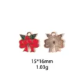 Pendentif breloque métal nœud de Noël accessoire bijoux DIY, émail rouge, 15x16mm. - Nœud