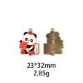 Nouvel An style chinois panda pétard métal charme DIY alliage bijoux accessoire pendentif porte-clés - Beige Géométrique