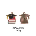 Pendentif chapeau de docteur livres émail métal accessoire bijoux DIY 20x22.9mm - Princesse Rose